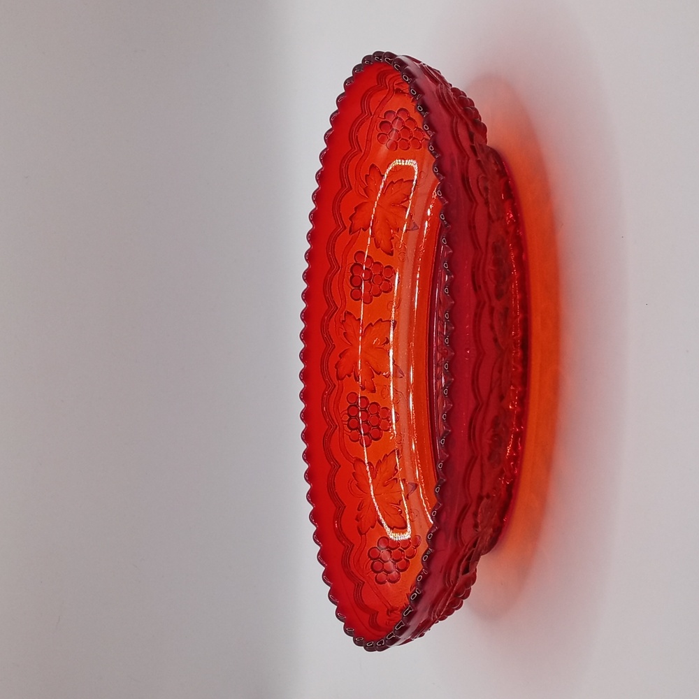 Vintage Red Imperial Glass Grape Vine Dish